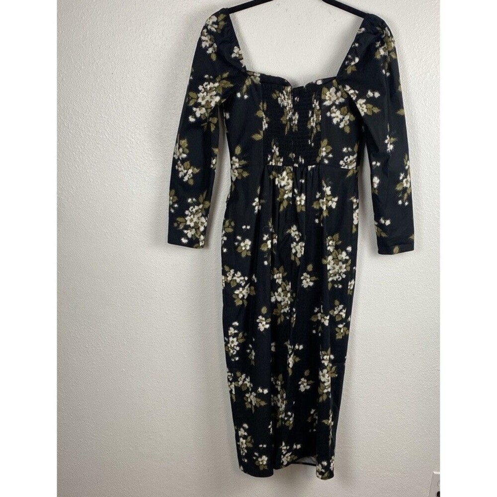 Reformation Floral Sweetheart Neck Midi Dress Long Sleeve Side Slit Size 6 - Picture 8 of 16